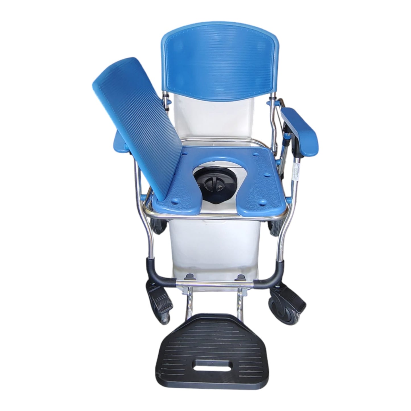 3 in 1 Folding Shower Wheelchair | Bedside Commode with Pail Soft Cushion Backrest | Locking Wheels