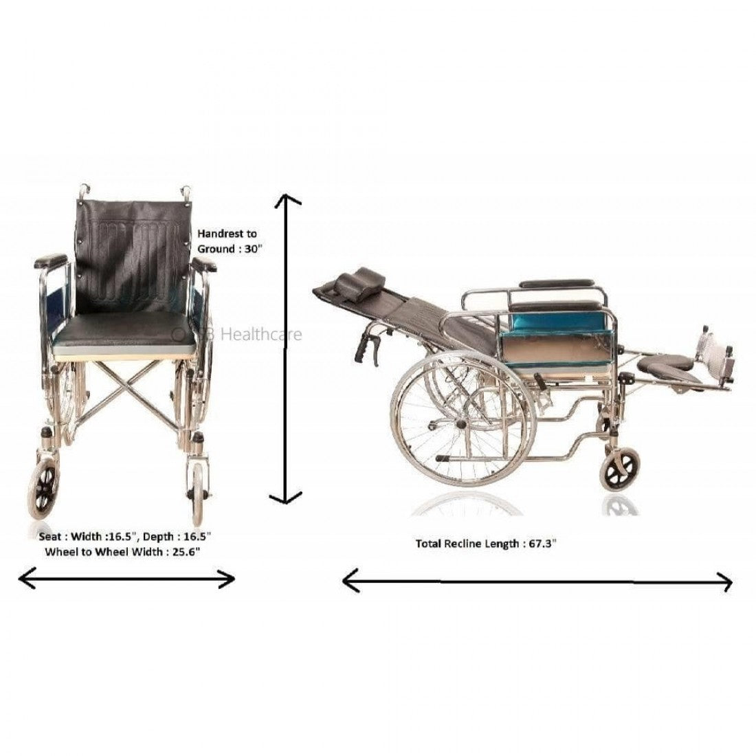 609 GC Reclining Wheelchair With Commode - Cure Clouds -null