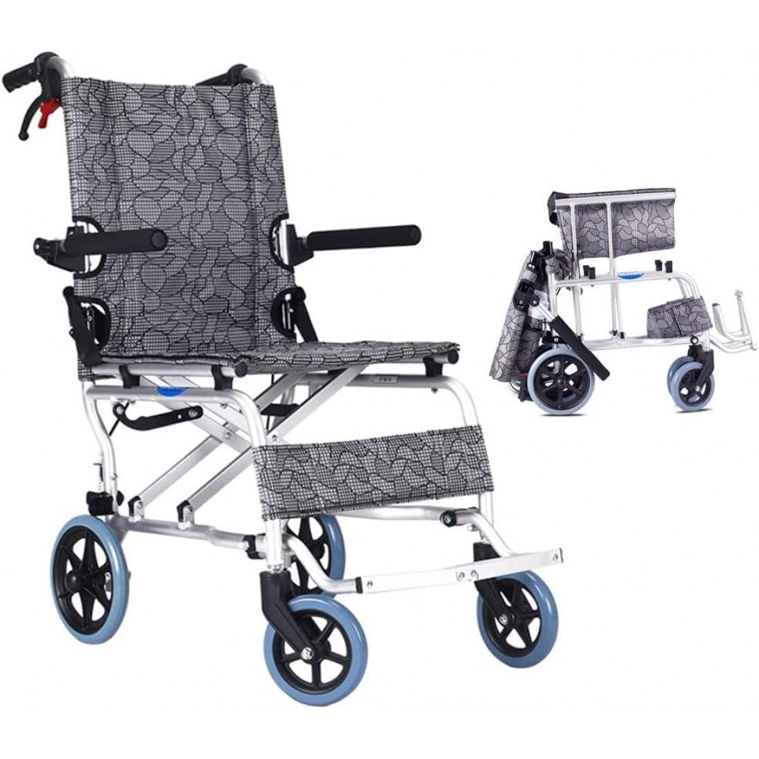 Ultra Lightweight Compact Folding Transit Wheelchair with Traveling Bag Grey - Cure Clouds -null