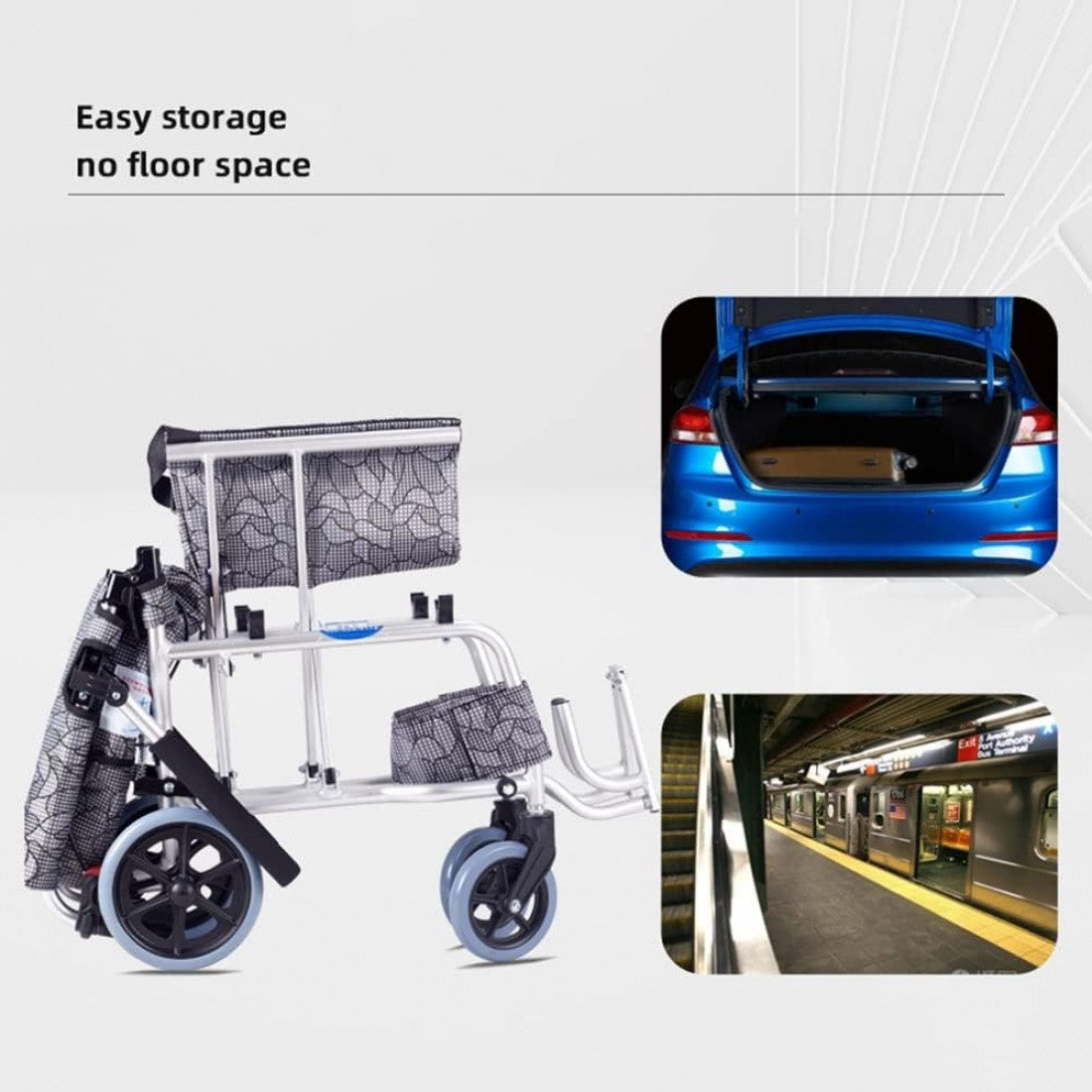 Ultra Lightweight Compact Folding Transit Wheelchair with Traveling Bag Grey - Cure Clouds -null