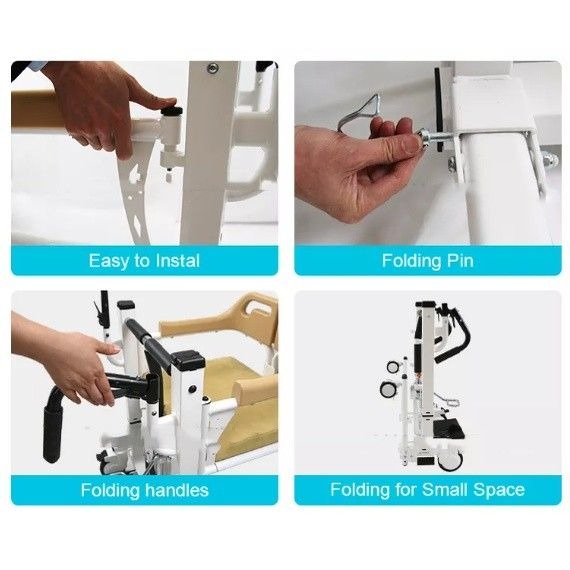 MobilityKart Fast Assembled Hydraulic Patient Lift & Transfer Wheelchair cure clouds Fast assembeled patient transfer wheelchair shower chair CureClouds