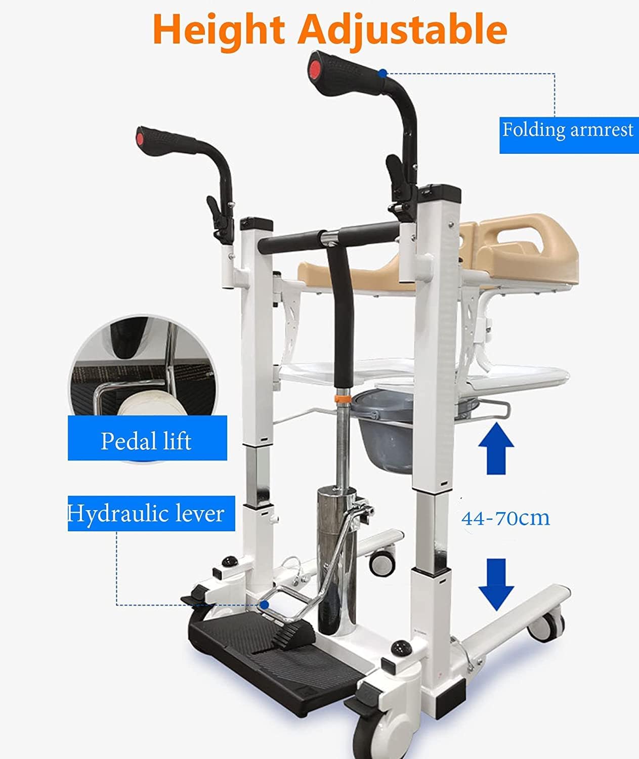 MobilityKart Fast Assembled Hydraulic Patient Lift & Transfer Wheelchair cure clouds Fast assembeled patient transfer wheelchair shower chair CureClouds
