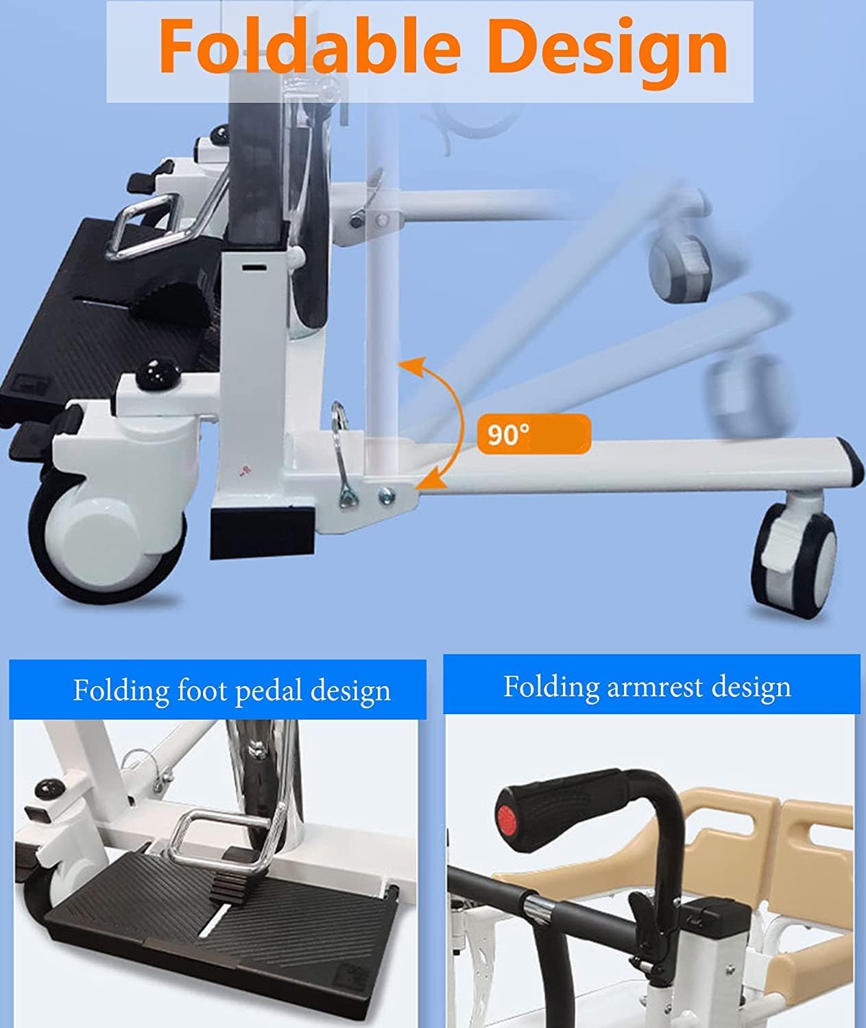 MobilityKart Fast Assembled Hydraulic Patient Lift & Transfer Wheelchair cure clouds Fast assembeled patient transfer wheelchair shower chair CureClouds