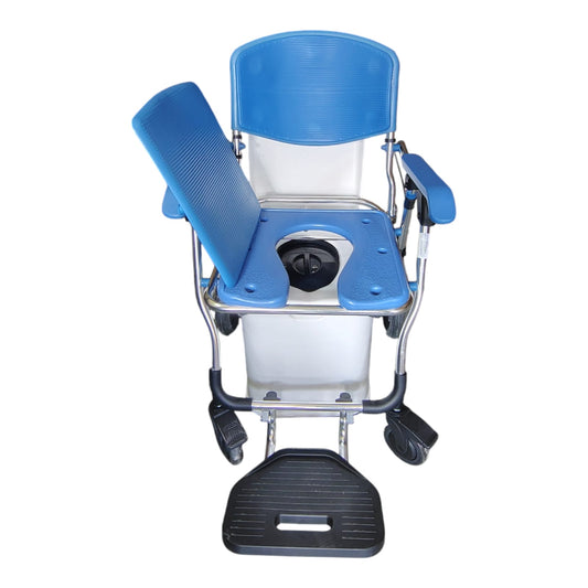 3 in 1 Folding Shower Wheelchair |  Bedside Commode with Pail Soft Cushion Backrest |  Locking Wheels