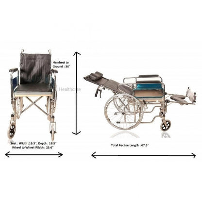 609 GC Reclining Wheelchair With Commode - Cure Clouds -null