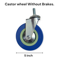 5 inch Caster Wheels For Wheelchair | With and Without Brake | Heavy Duty PVC Material