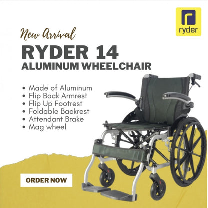 Karma Ryder 14 Aluminum Wheelchair with Flip-Up Armrest & Footrests Lightweight Aluminum Folding wheelchairs CureClouds