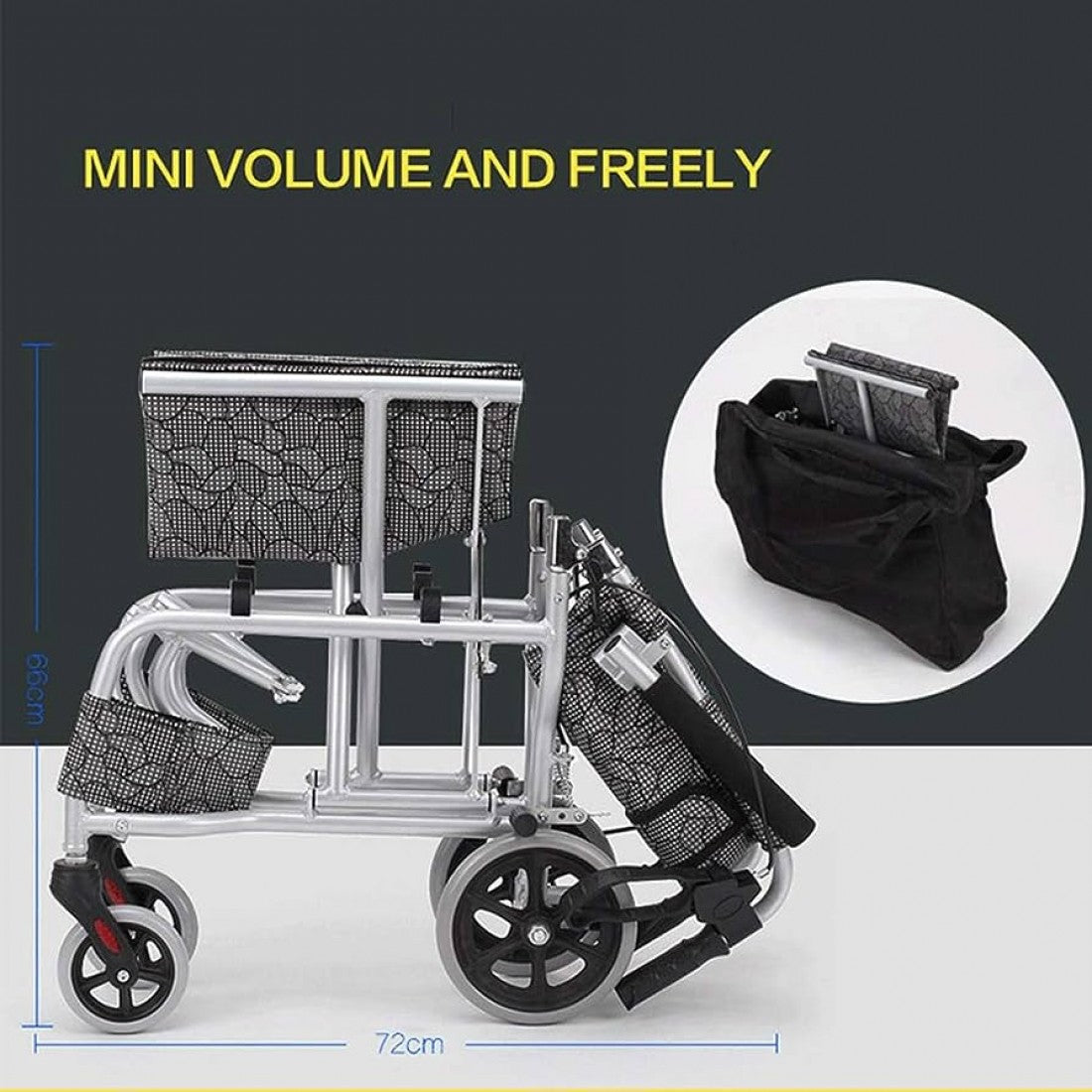 Ultra Lightweight Compact Folding Transit Wheelchair with Traveling Bag Grey - Cure Clouds -null
