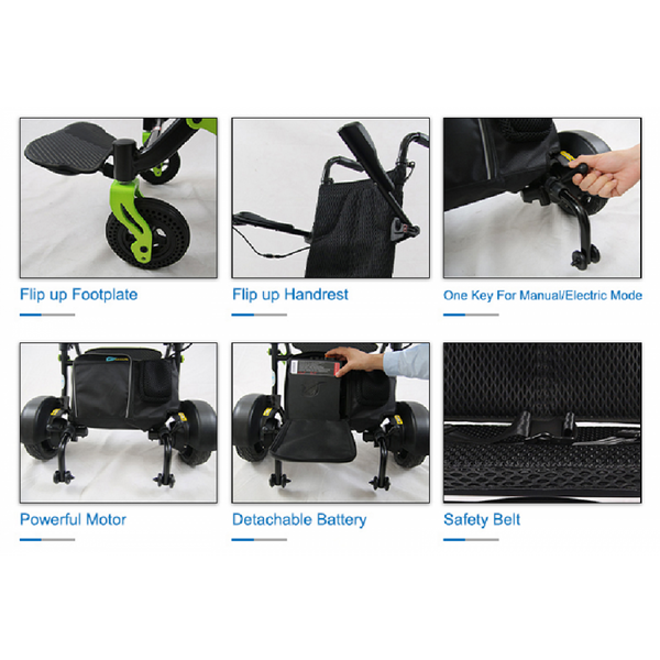 Ultralight Portable Compact Folding Easy to Carry Airplane Power Wheelchair - Cure Clouds -null