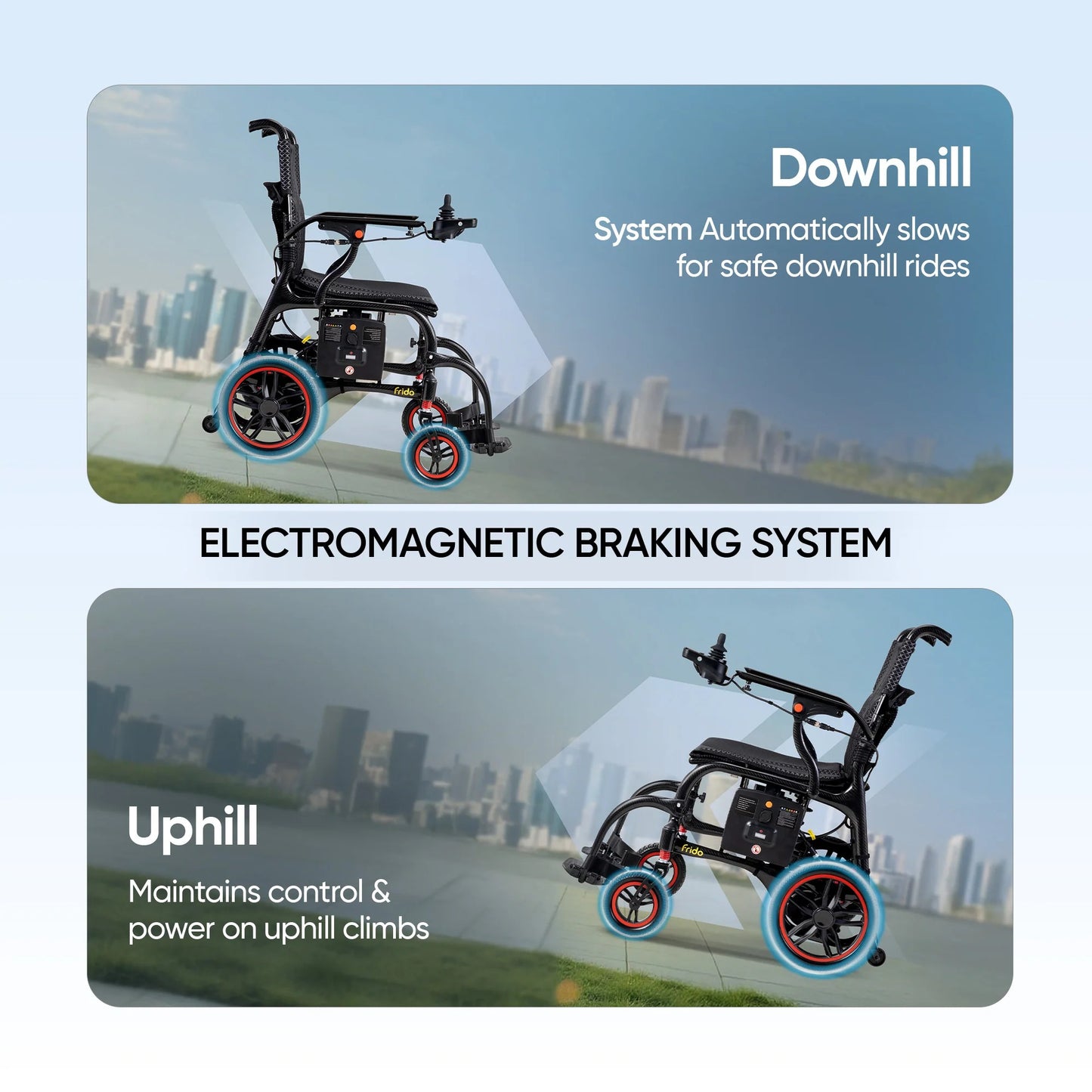 Frido Carbon Fiber X Electric Wheelchair | UltralightWheelchair | 14kg Weight | Lithium Battery | Airlines Approved