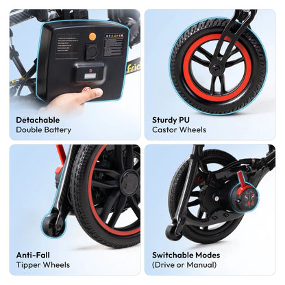 Frido Carbon Fiber X Electric Wheelchair | UltralightWheelchair | 14kg Weight | Lithium Battery | Airlines Approved