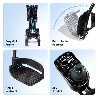 Frido Carbon Fiber X Electric Wheelchair | UltralightWheelchair | 14kg Weight | Lithium Battery | Airlines Approved