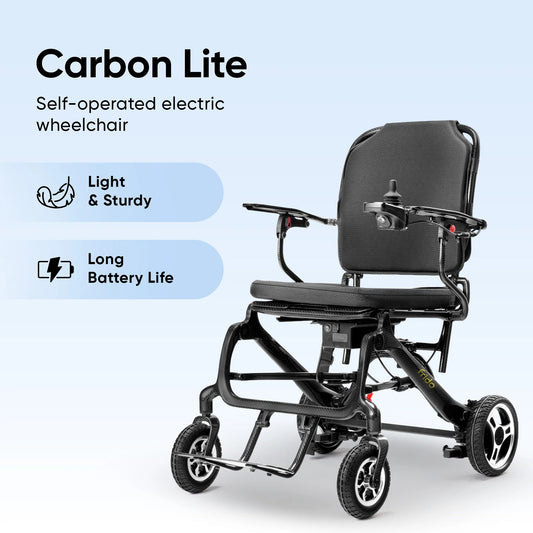 Frido Carbon Fiber Electric Wheelchair | 15 Kg Weight | Lithium Battery | Foldable