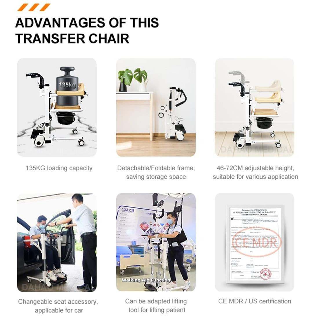 Karma Ryder TC-20 Hydraulic Patient Transfer Wheelchair | Hydraulic System | Height Adjustable | Easy Assembly