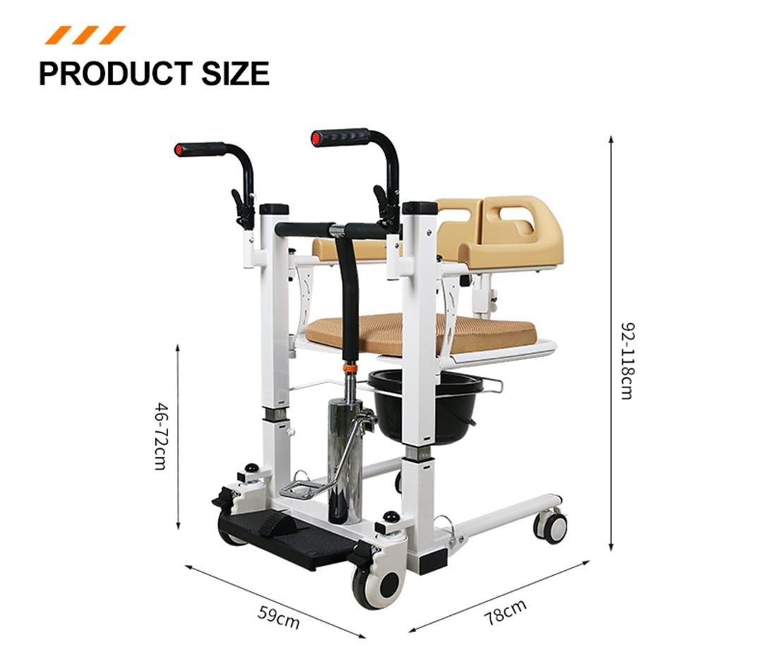 Karma Ryder TC-20 Hydraulic Patient Transfer Wheelchair | Hydraulic System | Height Adjustable | Easy Assembly
