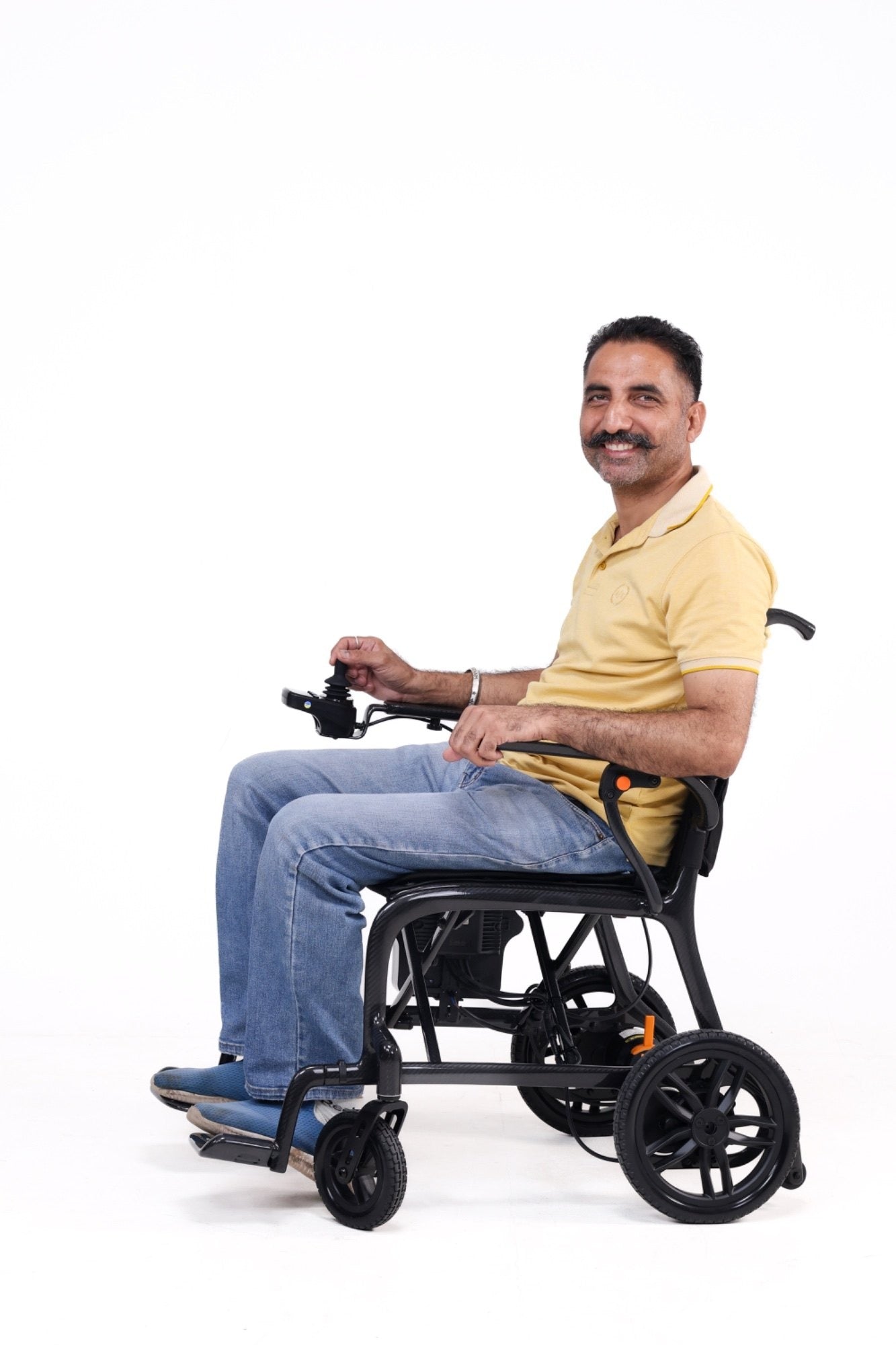 Evox WC-105C Lightweight Carbon Fiber Frame Electric Wheelchair | 16 Kg Weight | 110 Kg Weight Bearing Capacity | Lithium Battery