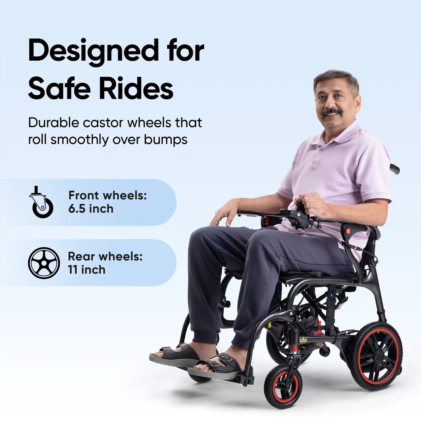 Frido Carbon Fiber X Electric Wheelchair | UltralightWheelchair | 14kg Weight | Lithium Battery | Airlines Approved