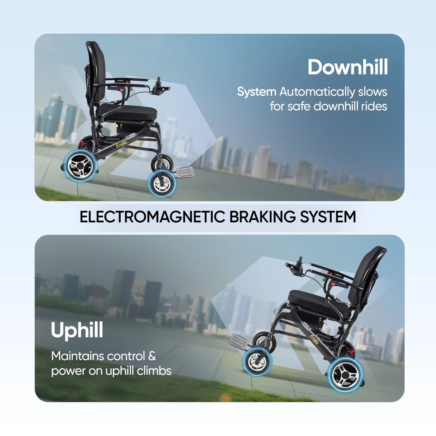 Frido Carbon Fiber Electric Wheelchair | 15 Kg Weight | Lithium Battery | Foldable