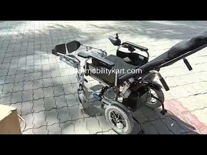 EVOX-104  Reclining Power Wheelchair | Wireless Remote Control | Detachable Footrests | Imported Tiwan Motors | Electric Reclining Feature